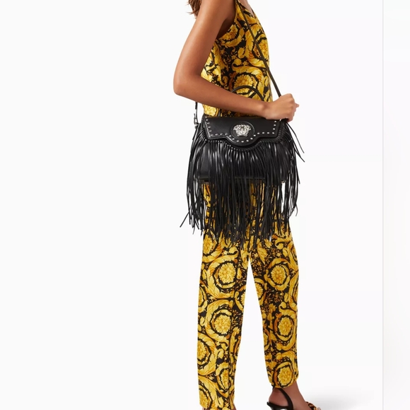 100% Authentic versace Top handle calf leather fringe versace la medusa bag - Picture 3 of 10